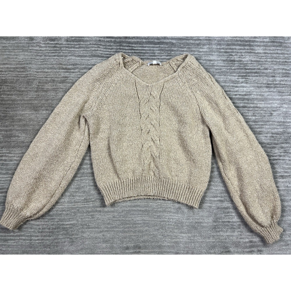 Cloud‎ Chaser Sweater Womens Large Beige Long Sleeve Polyester Blend